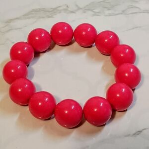 Vibrant Pink Stretch Beaded Bracelet